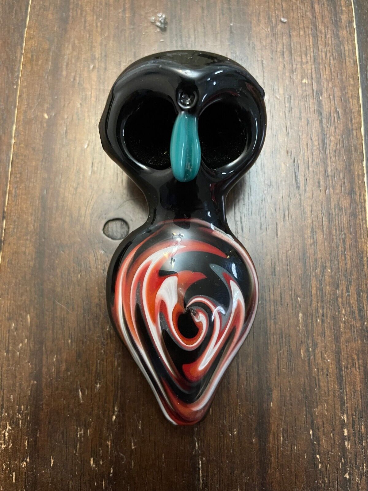 3.75” Premium Glass Pipe Double Bowl Owl Fire Spin