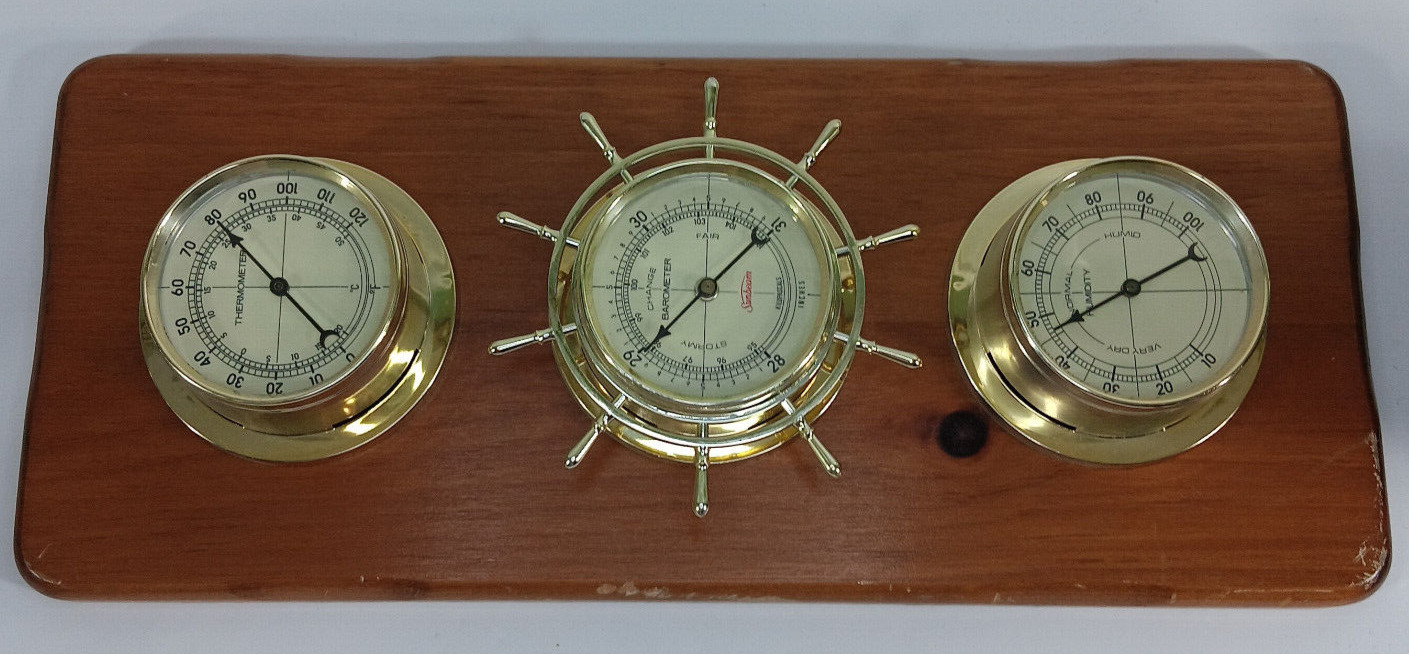 Vintage Weather Station Springfield Thermometer Barometer Humidity USA Nautical