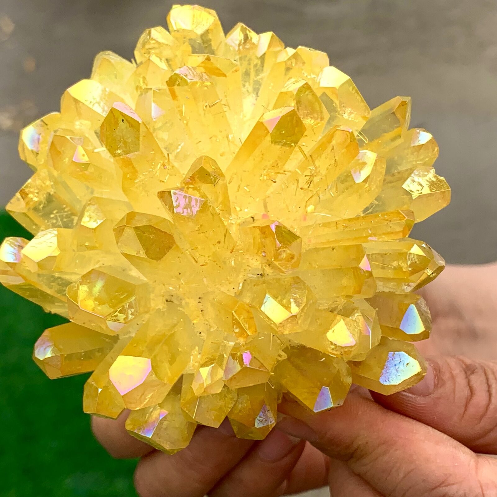 439G New Find yellow PhantomQuartz Crystal Cluster MineralSpecimen