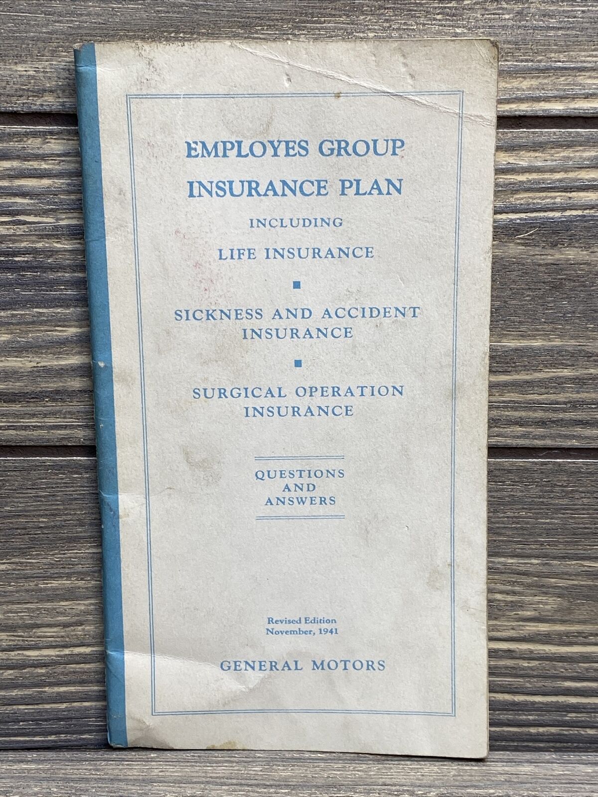 Vintage General Motors 1941 Employee Group Insurance Plan Booklet Pamphlet 