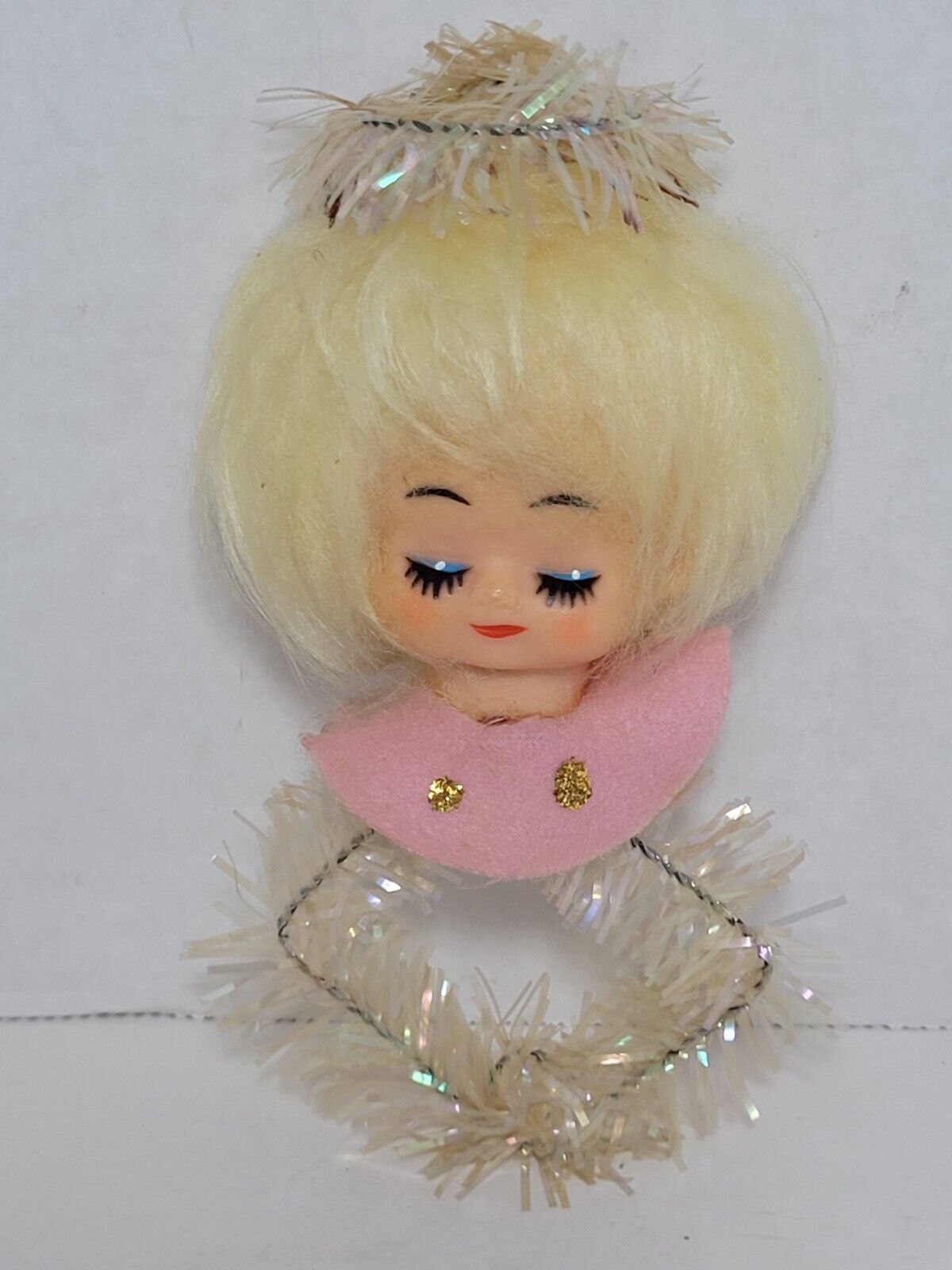 Vintage Kitschy Christmas Japan Angel Girl Elf Pixie Head Face Ornament Crafts