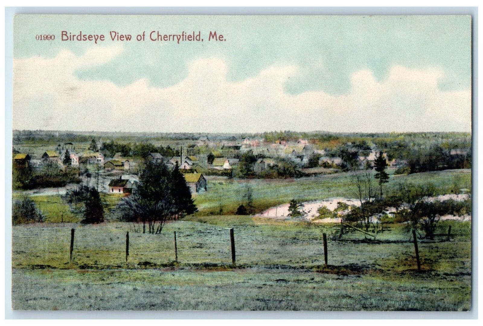 c1910\'s Bird\'s Eye View Of Cherryfield Maine ME Unposted Residences Postcard