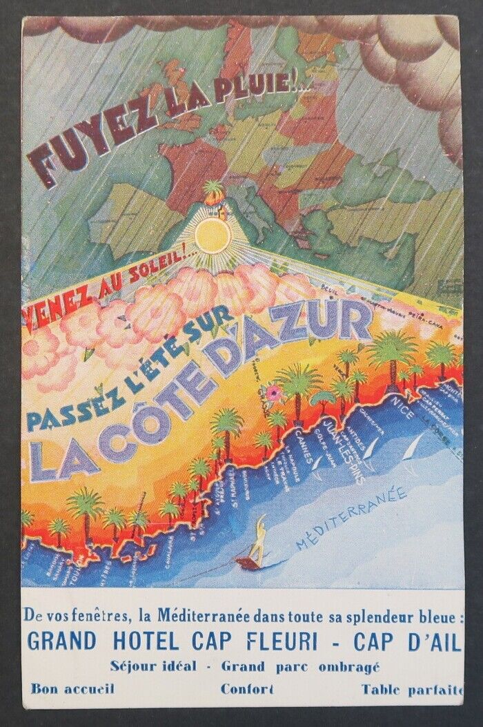 CPA advertising postcard GRAND HOTEL CAP FLEURI CAP D'AIL Cote d'Azur