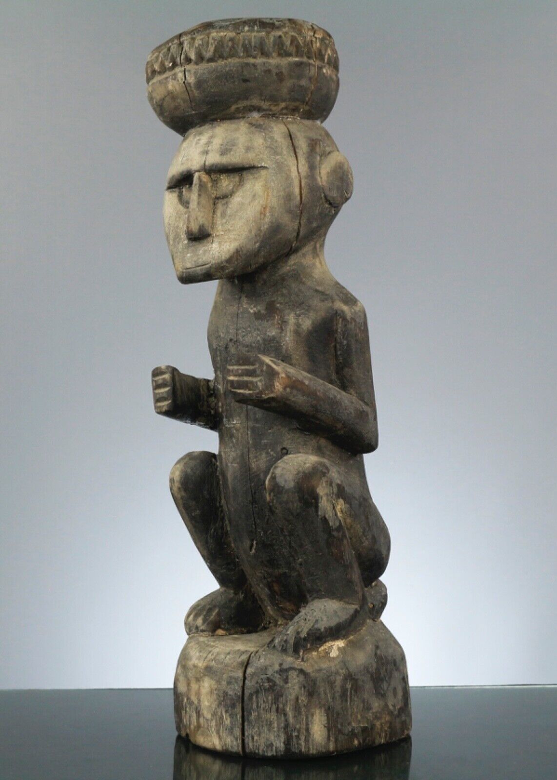 Old Sumba Tribe Wood Carving Fine Art Statue Tribal Art Seated Figure 14