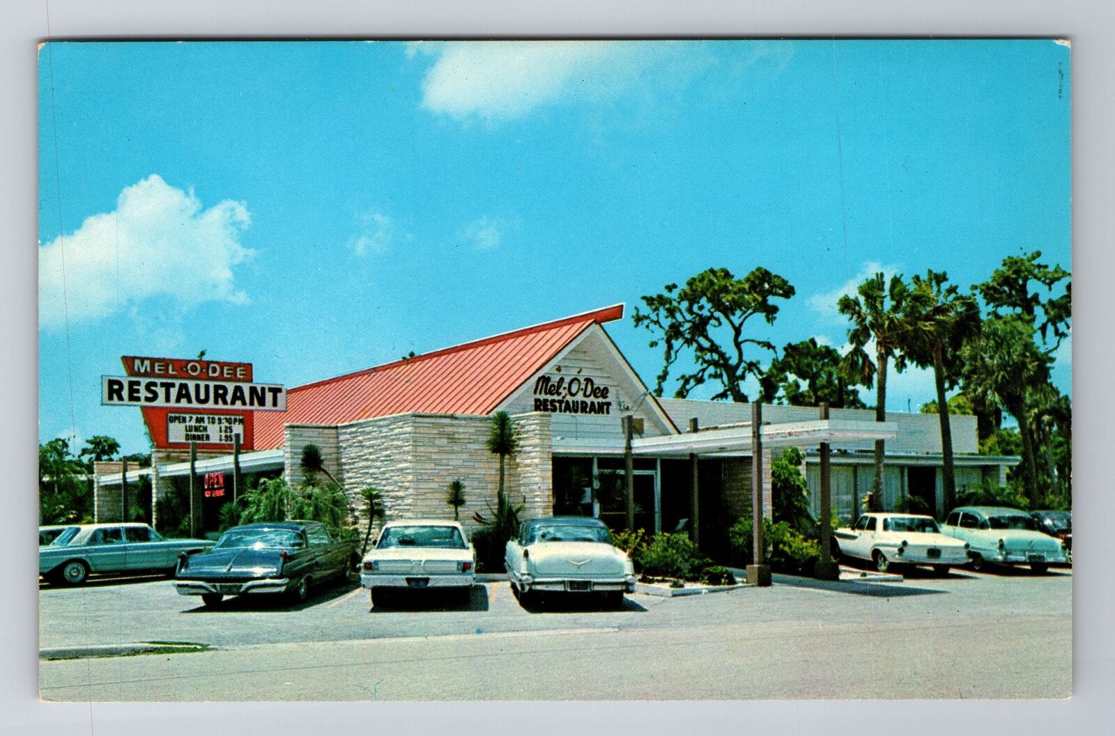 Sarasota FL-Florida, Mel-O-Dee Restaurant, Advertising, Antique Vintage Postcard