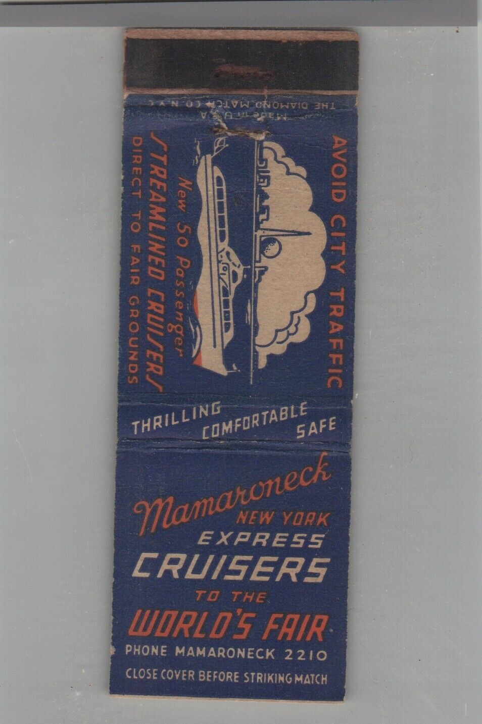 Matchbook Cover 1939-40 NY World's Fair Mamaroneck New York Express