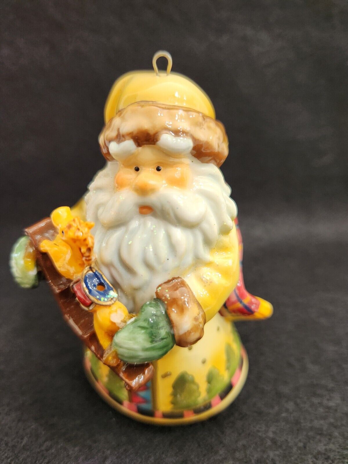 Glazed Ceramic Santa Claus Figurine Rocking Horse Christmas Tree Ornament