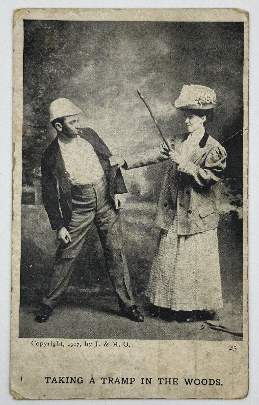 1907-1915 Taking A Tramp In The Woods Postcard Women Scolding Her Man Romance