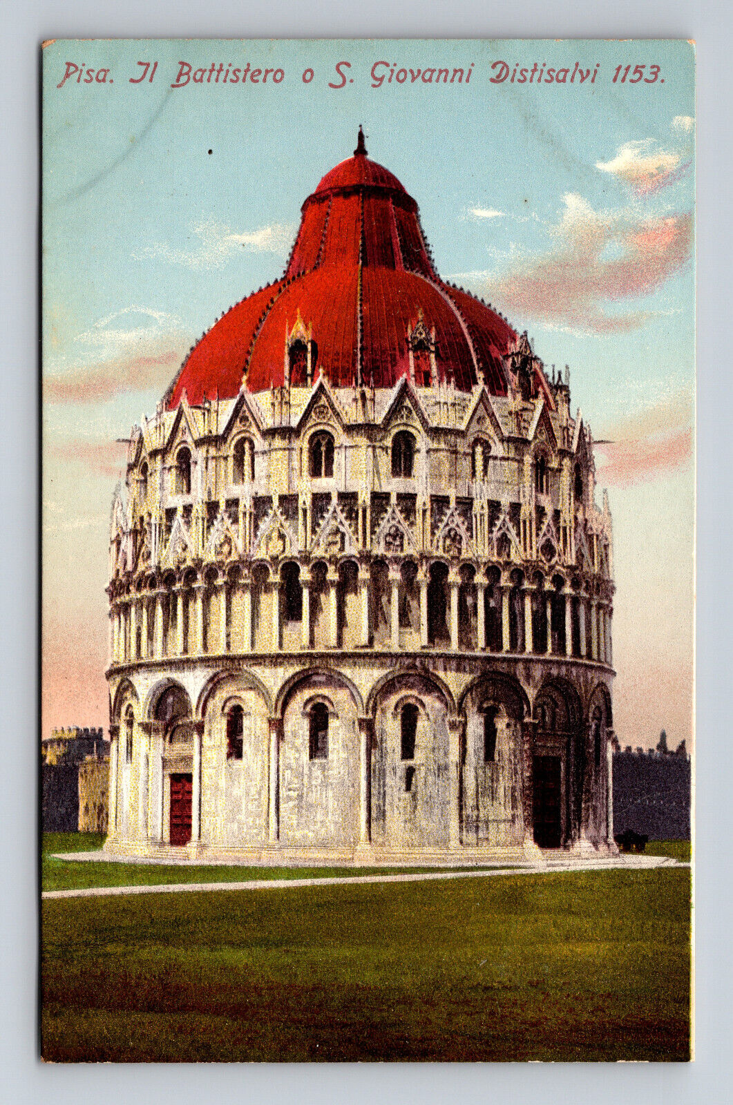 Pre-War Postcard Pisa Italy Il Battistero o S. Giovanni Distisalvi
