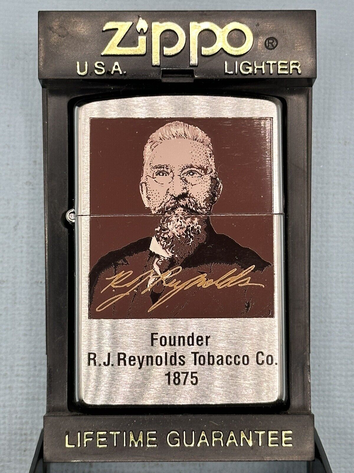 Vintage 1997 RJ Reynolds Founder 1875 Chrome Zippo Lighter NEW Rare