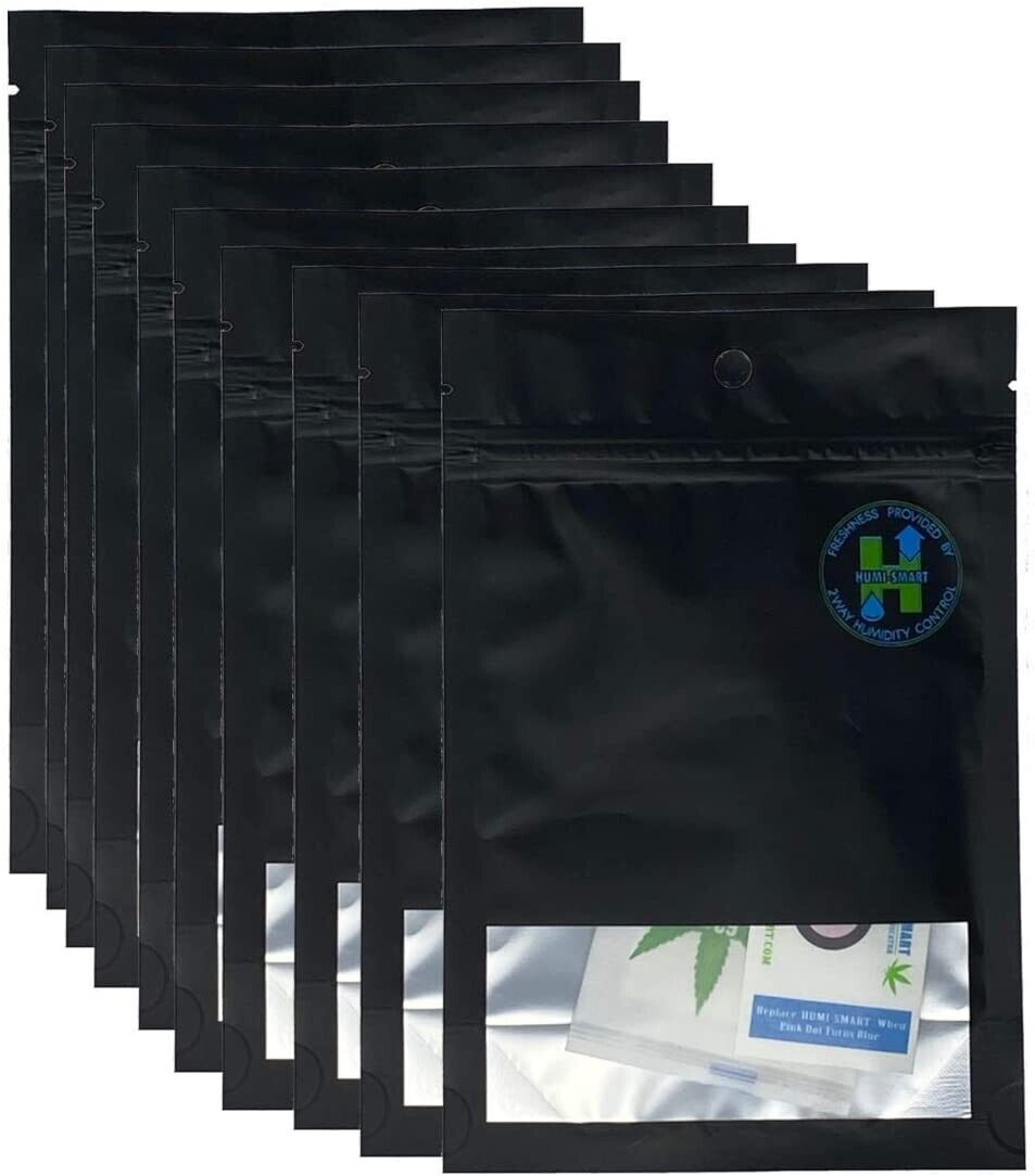 HUMI-SMART 2-Way Humidity Flower Storage 10 Pack Bags – Preloaded 62% RH Pack