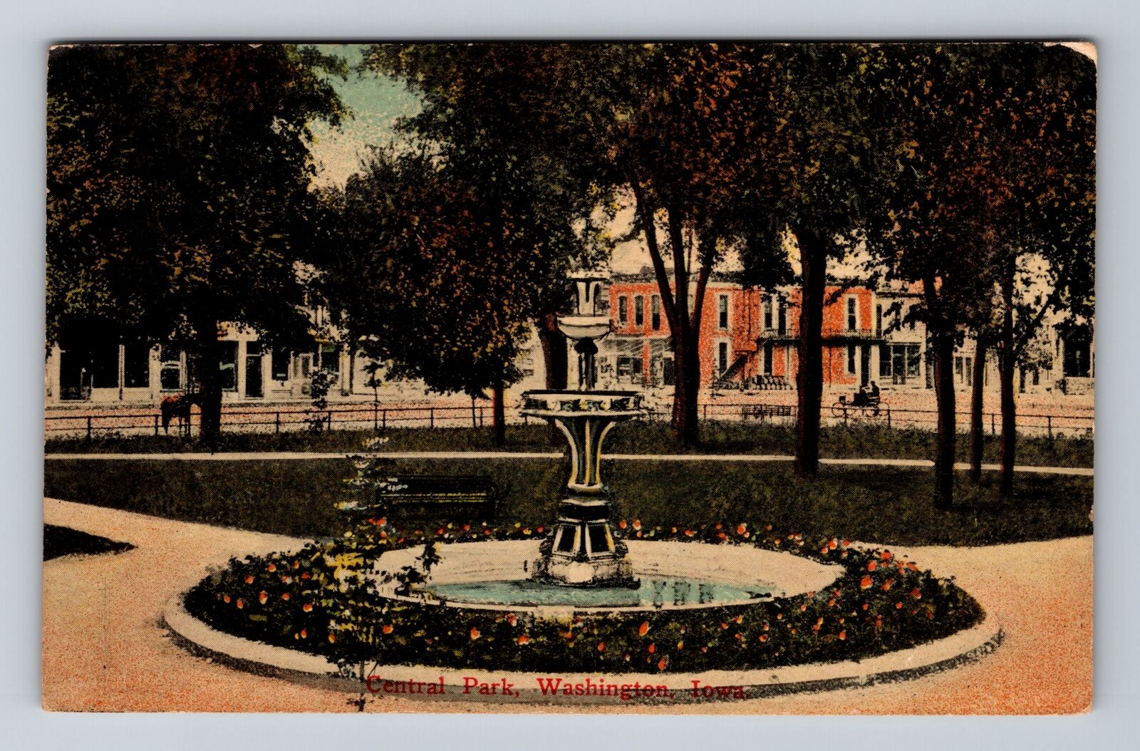 Washington IA-Iowa, Central Park, Antique, Vintage c1914 Postcard