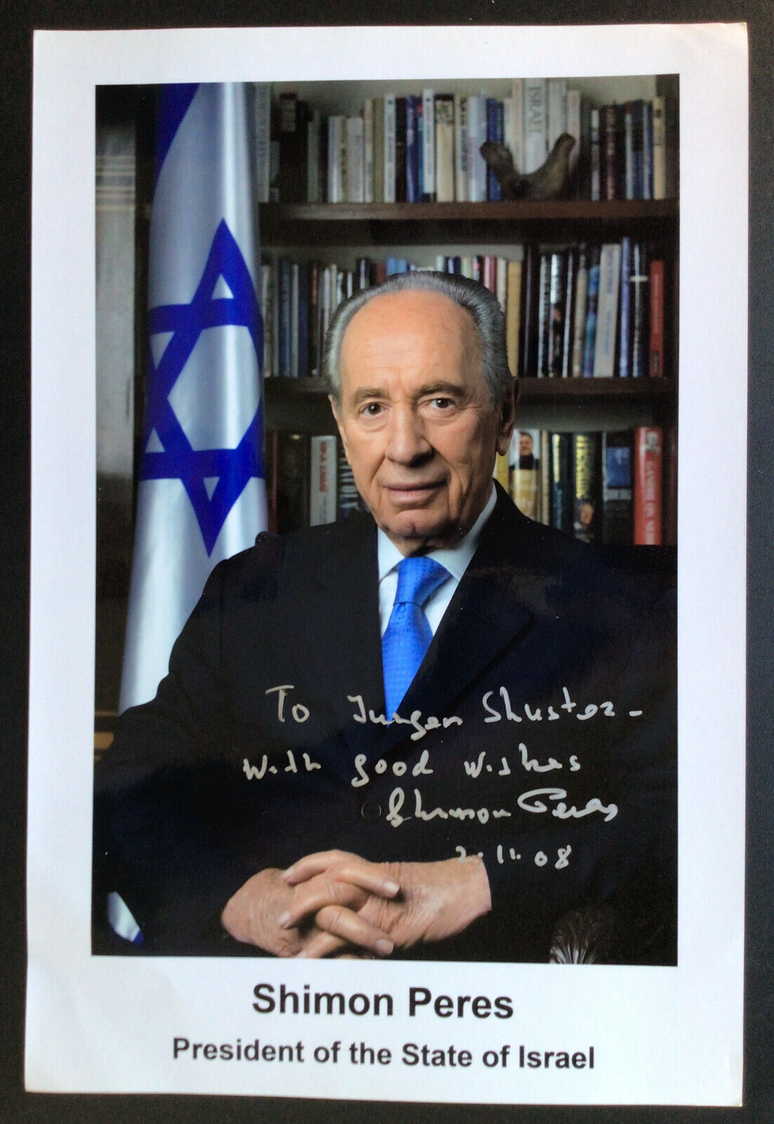 Shimon Peres Signed 8 x 12 Photo / Autographed Prime Minister Israel Nobel Peace