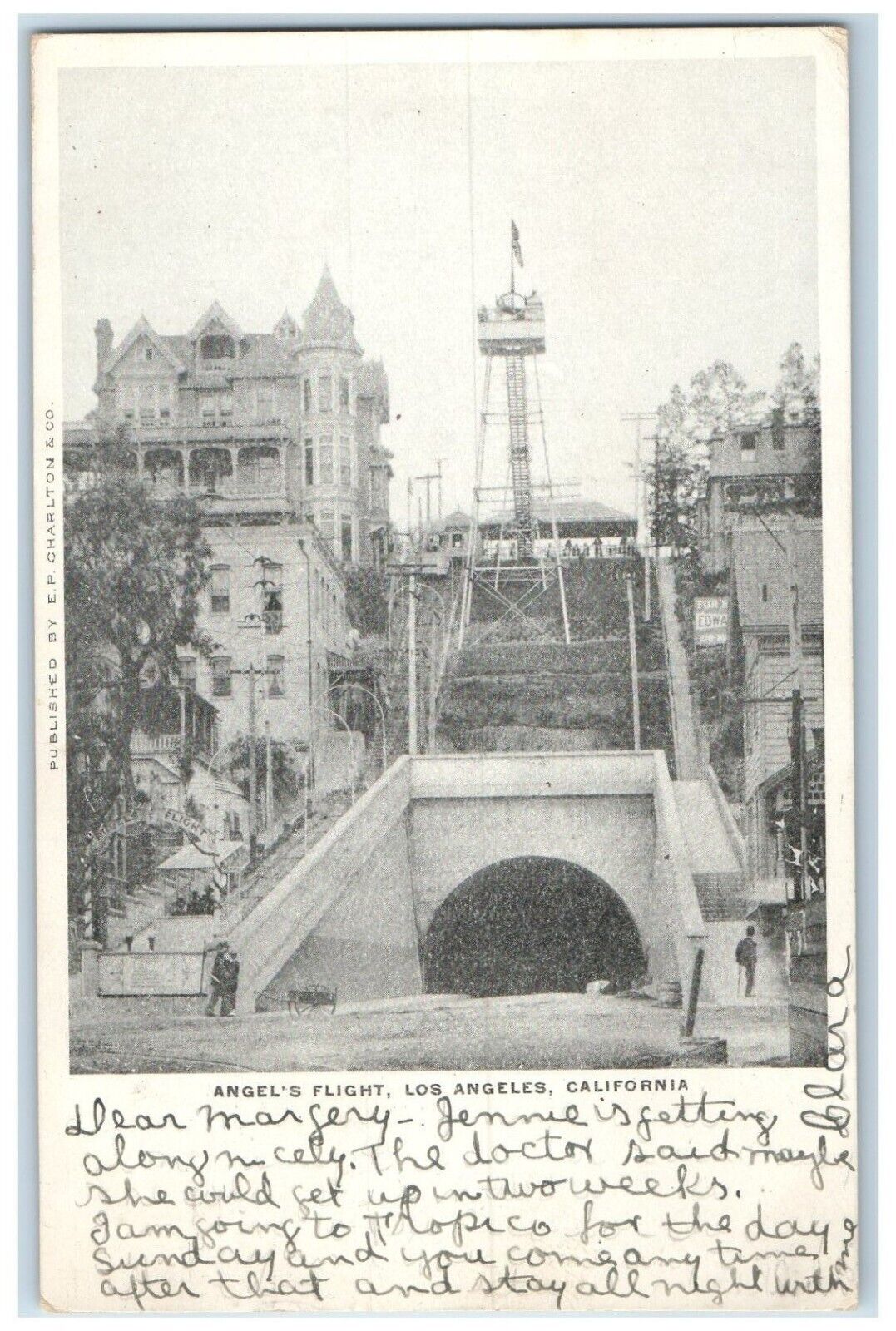 1906 View Of Angel's Flight Los Angeles California CA Posted Antique Postcard
