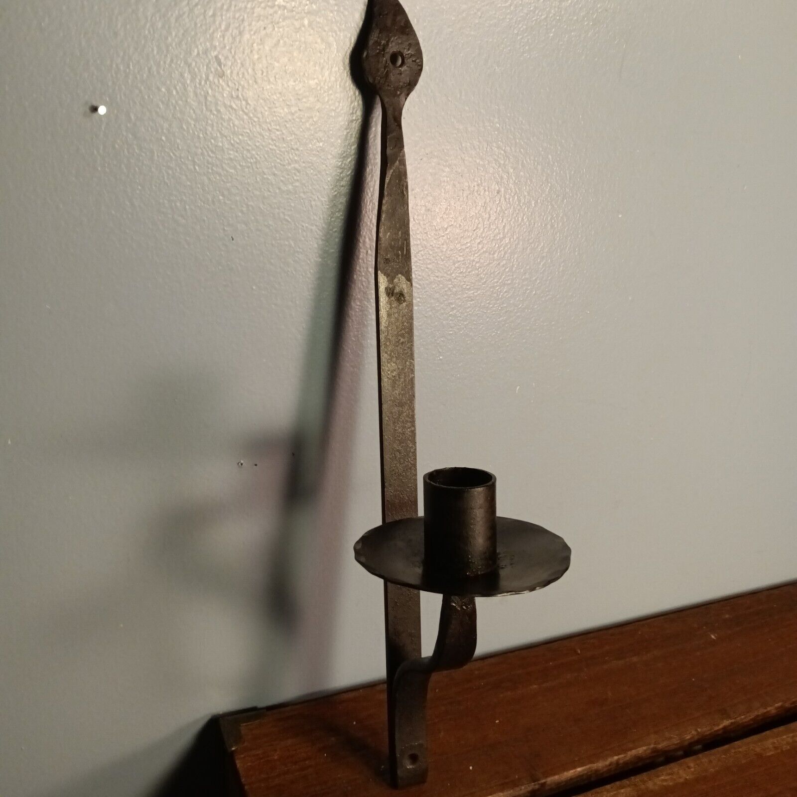 Vintage Black Wrought Iron Single Sconce Candle holder, Taper, Primitive