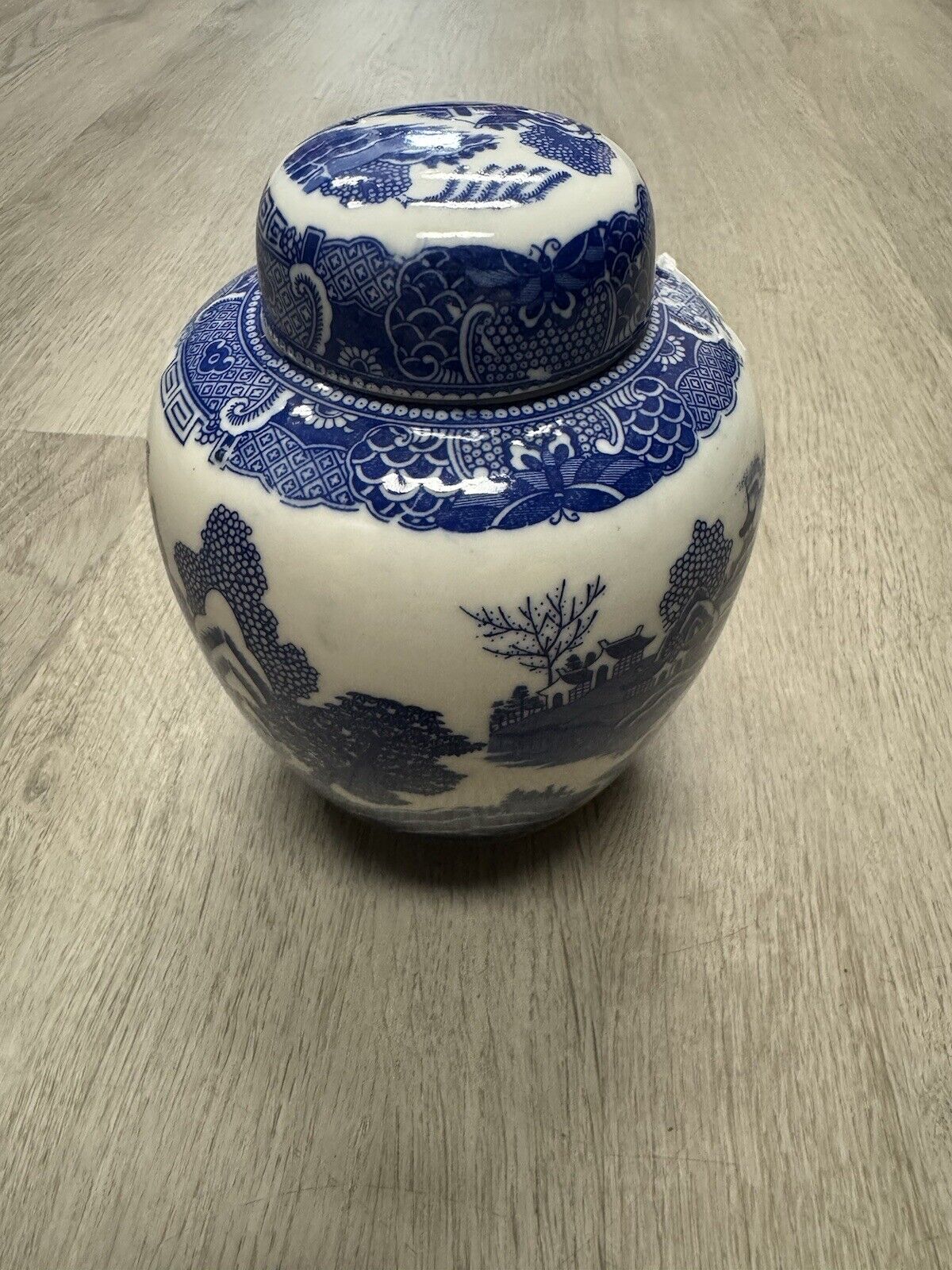 Vintage Ginger Jar Blue Porcelain