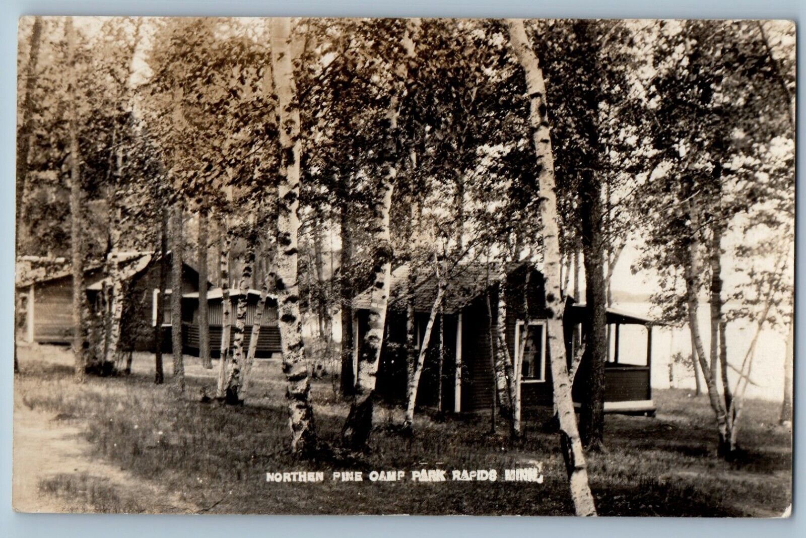 Park Rapids MN Postcard RPPC Photo Northern Pine Camp Log Cabin c1910's Antique