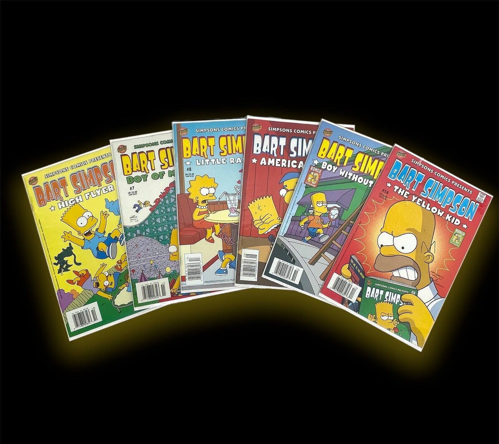 Simpsons Bart Simpson 6 Comic Lot #6, 7, 8, 12, 13, 14 + New Bags & Boards NICE