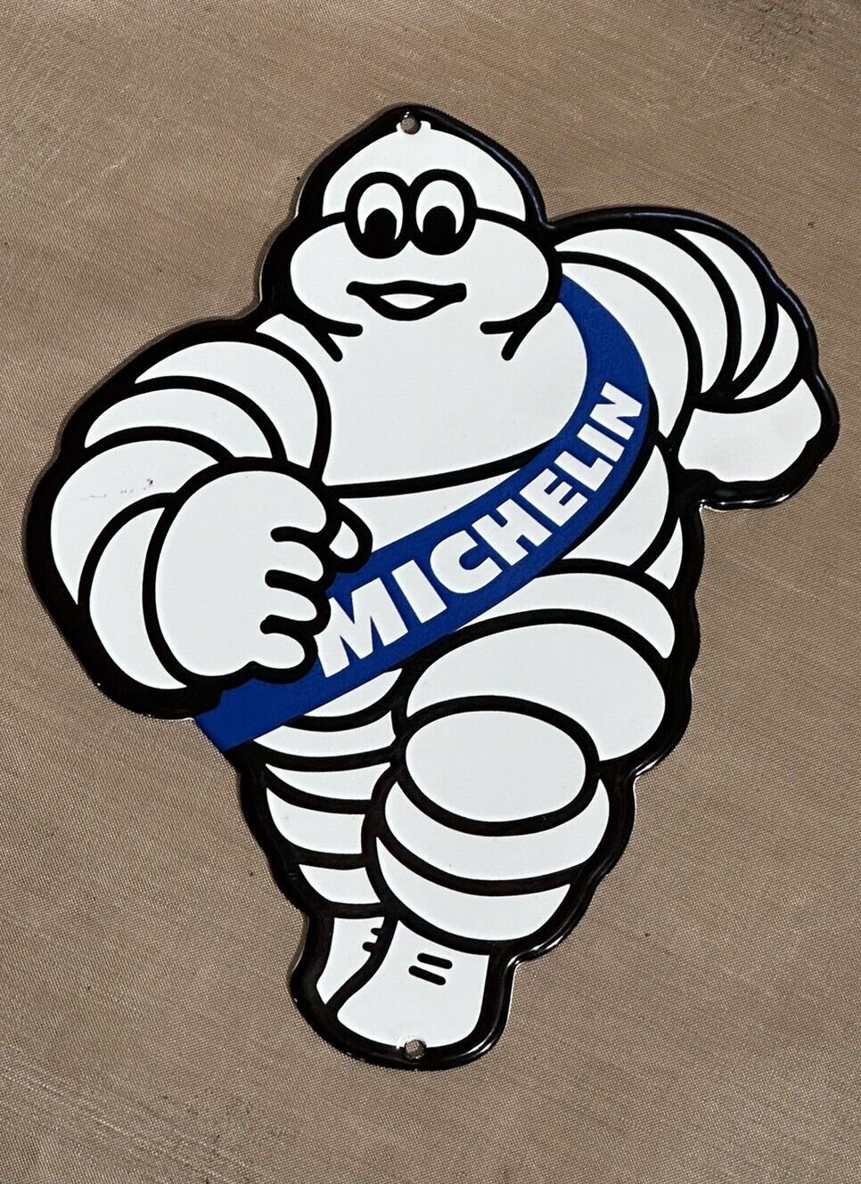 Vintage Style 9 Inch Michelin Man Tire Service Die-cut Porcelain Sign
