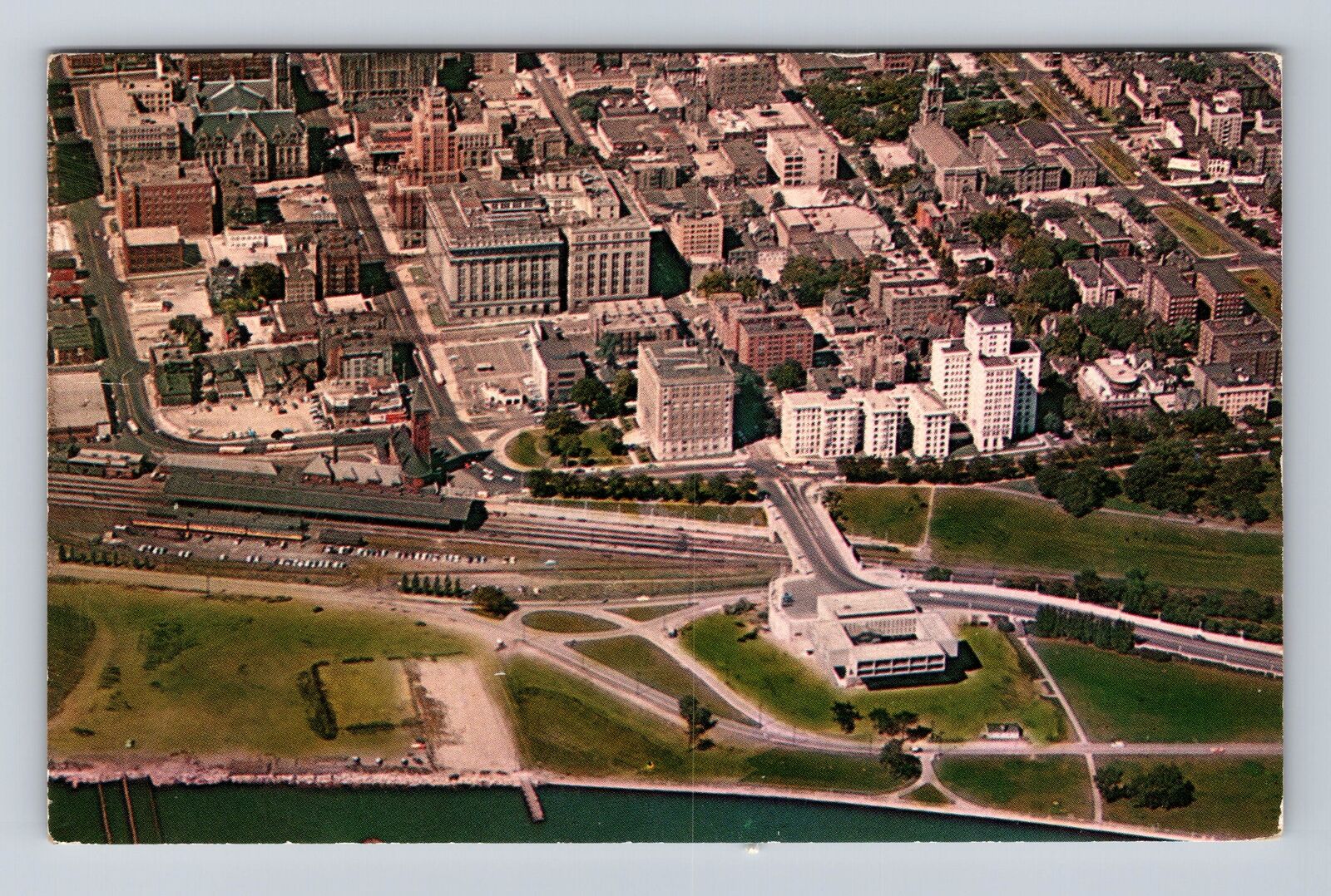 Milwaukee WI-Wisconsin, Aerial View Lake, Elks Club, Antique Vintage Postcard