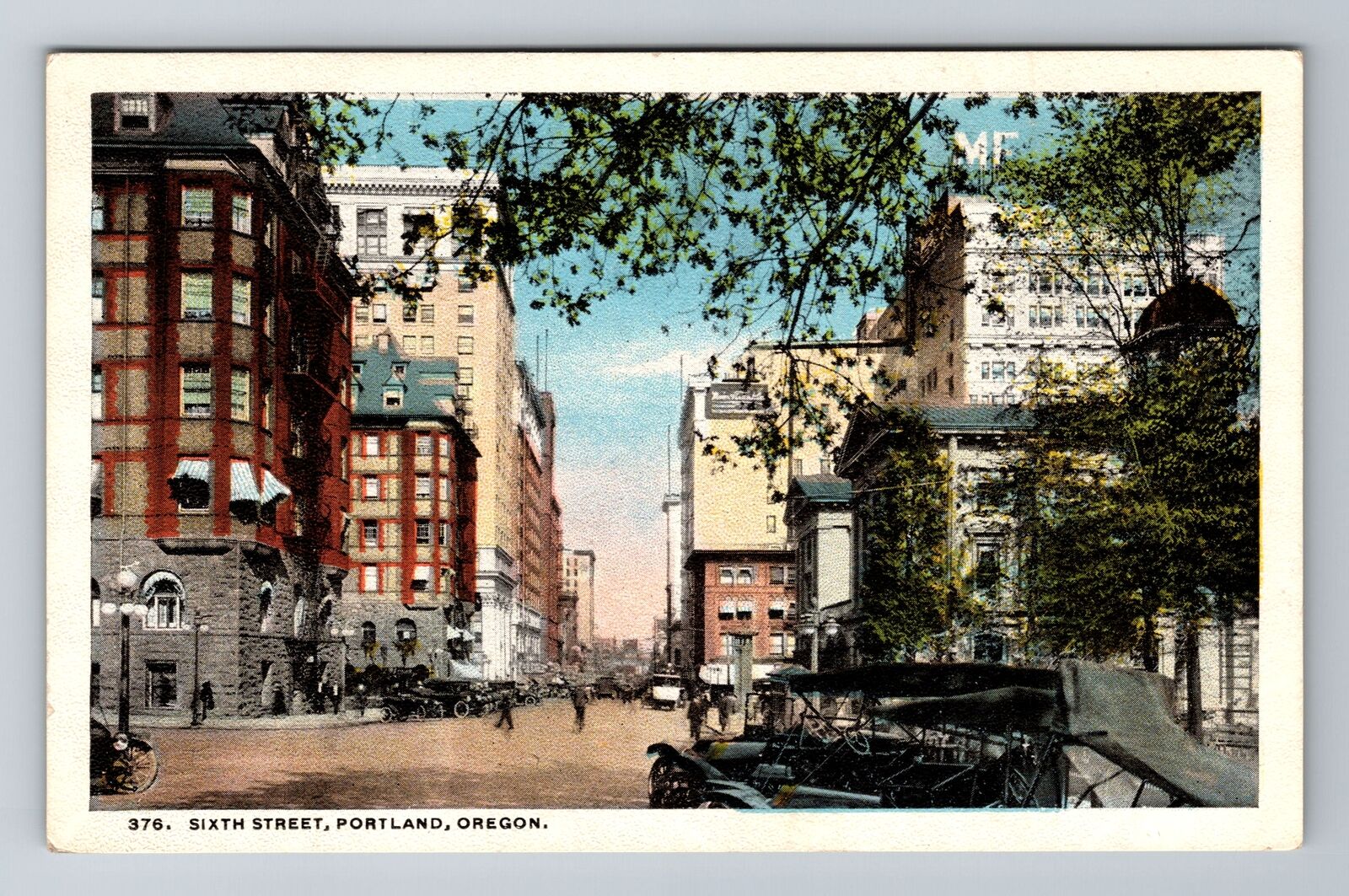 Portland OR-Oregon, Sixth Street, Advertising, Antique Souvenir Vintage Postcard