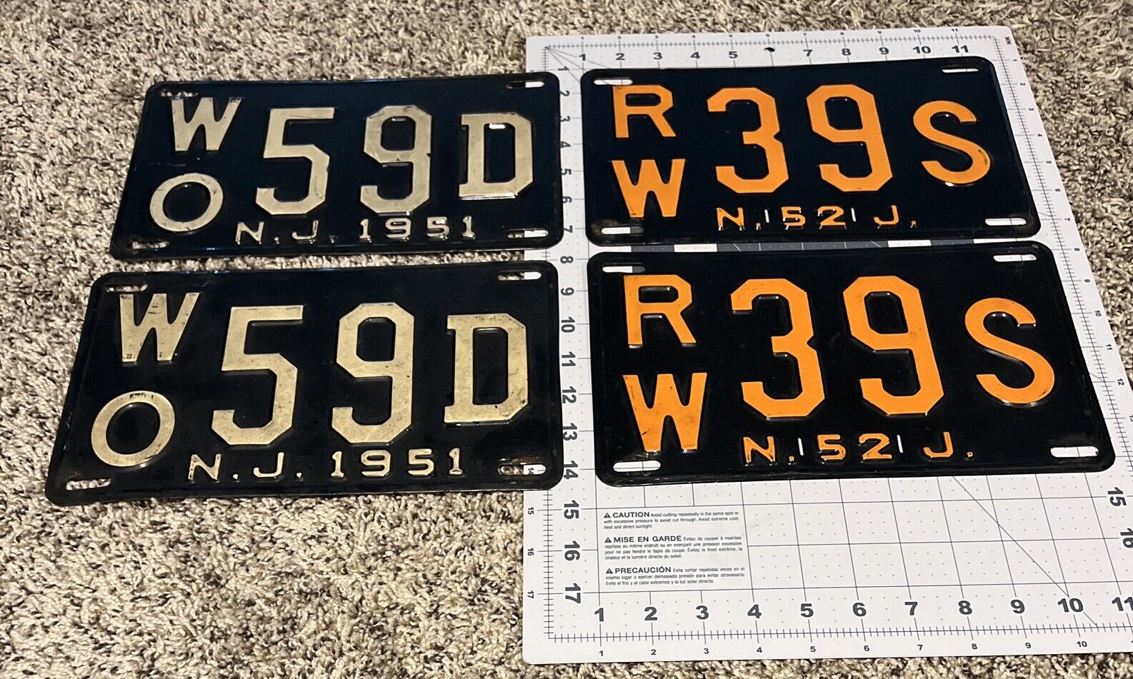 Lot Of 4 Vintage License Plates NJ New Jersey 1951 & 1952