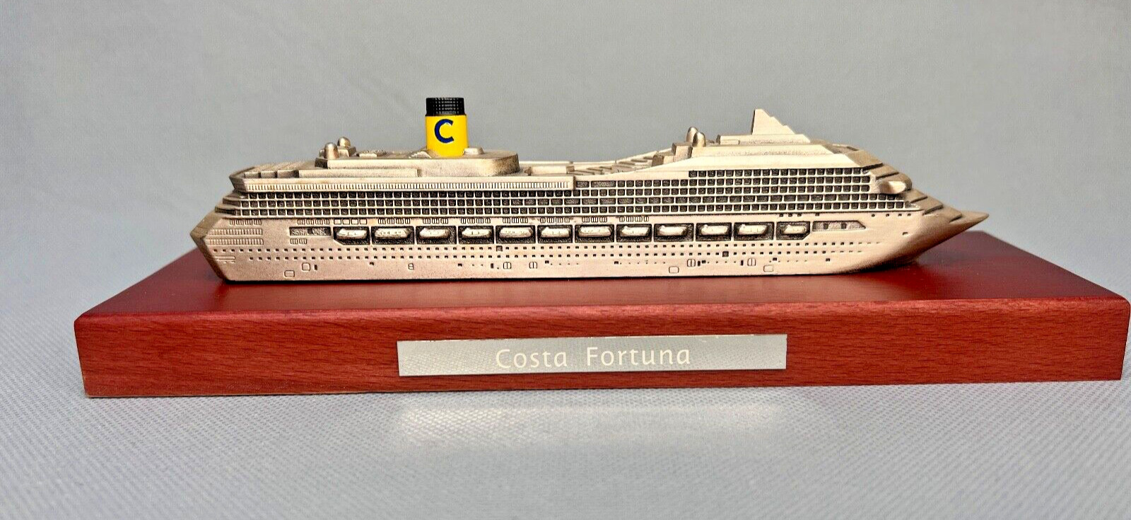 Vintage Fratelli Pazzaglia Costa Fortuna Cruise Ship Ocean Liner Model Wood Base