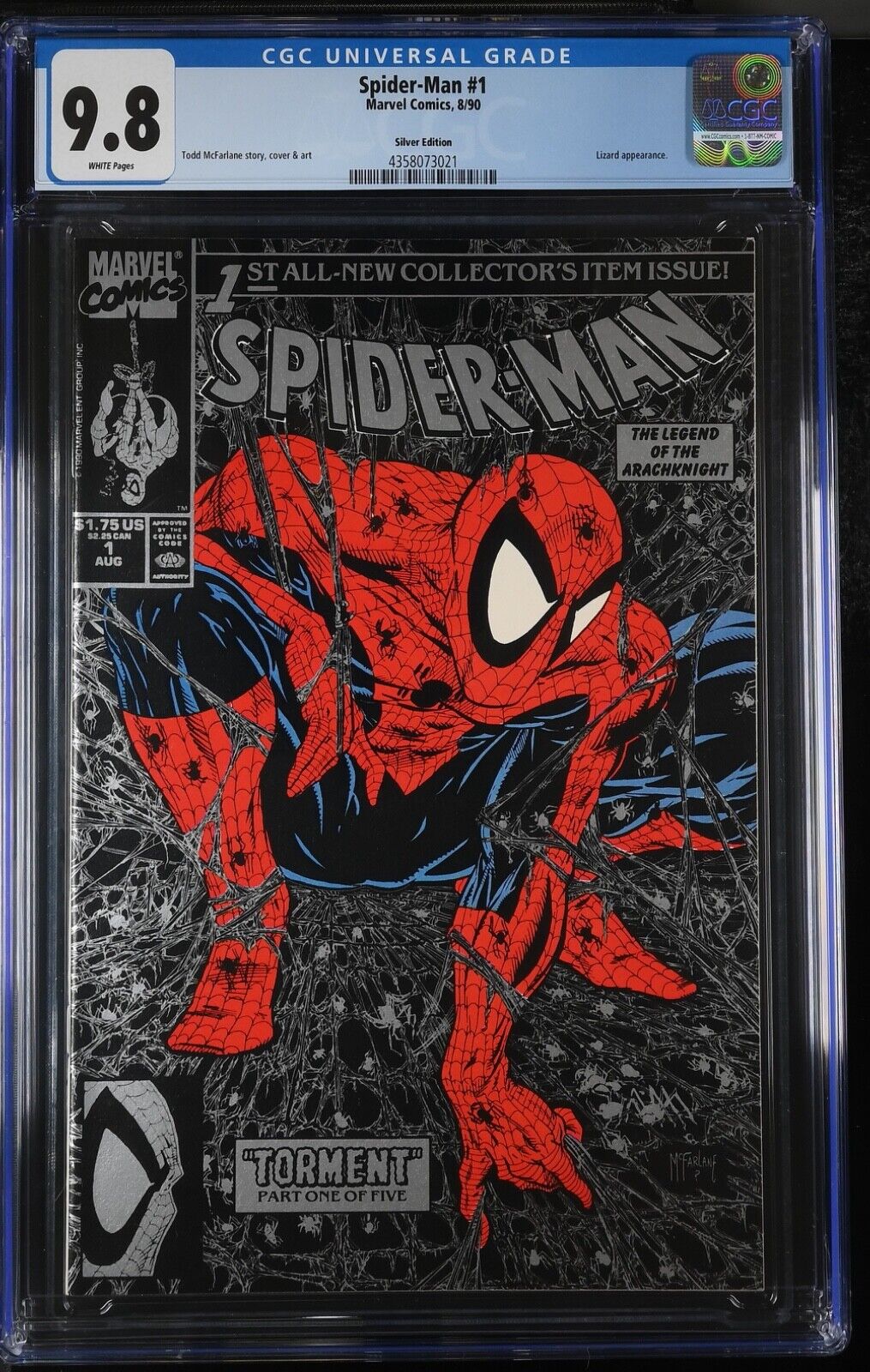 SPIDER-MAN (1990 MARVEL) #1SILVER CGC 9.8 W/P TODD MCFARLANE STORY, COVER & ART