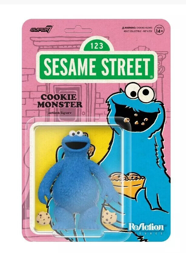 Cookie Monster Sesame Street 1,2,3 Super 7 Reaction Action Figure