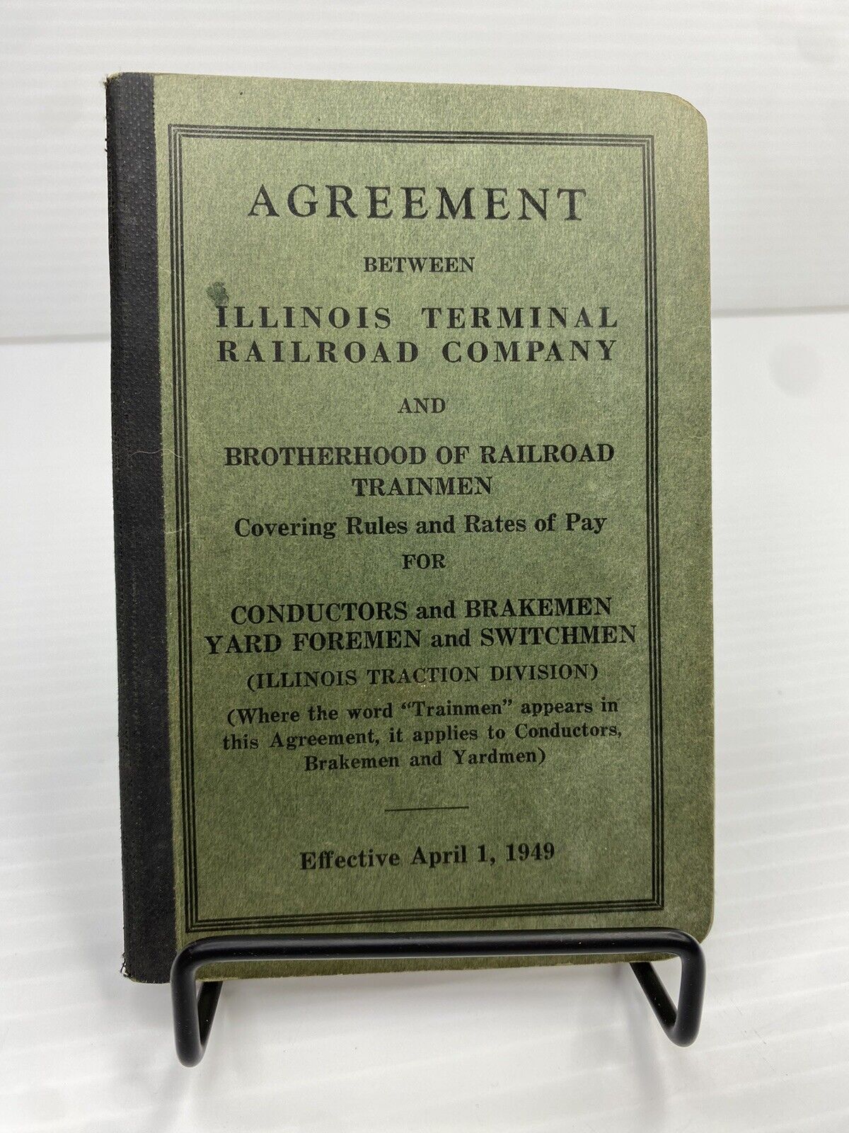 1949 Illinois Terminal Railroad Co. Brotherhood Rrd Trainmen Railway Agreement