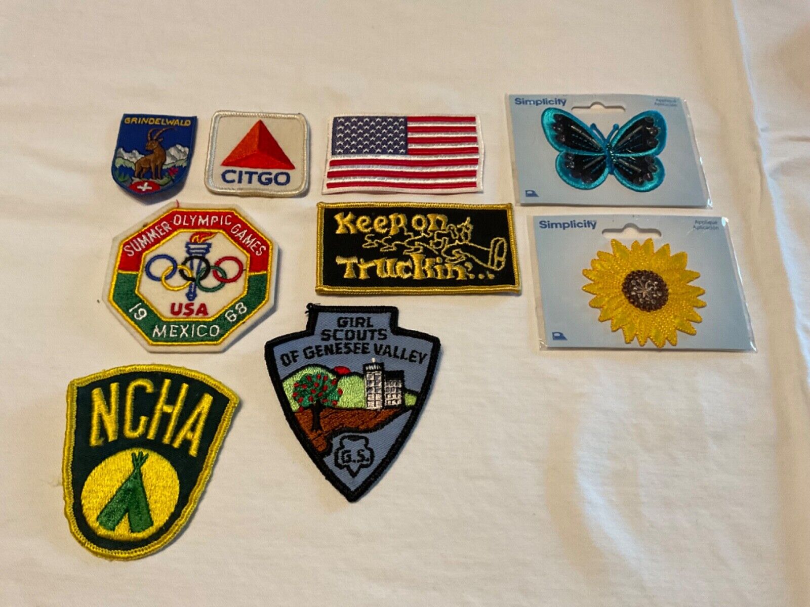 Vintage lot of 9 nine Patches Citgo Summer olympic Truckin Girl Scouts Mixed lot