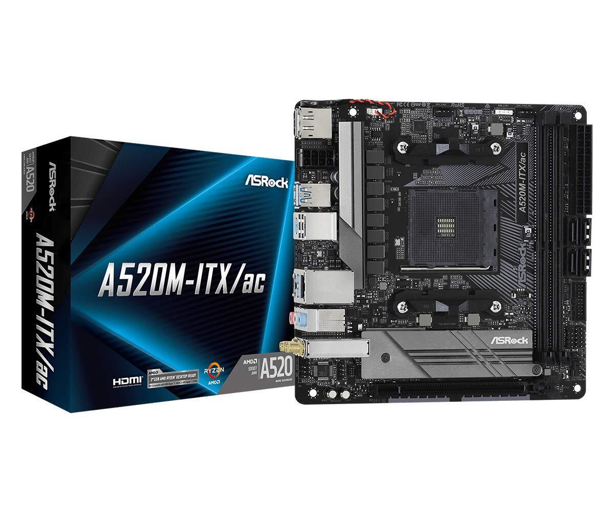 Asrock Motherboard A520 M-Itx/Ac Amd Ryzen 3000 / 4000 Series Soket A520M-ITX/AC