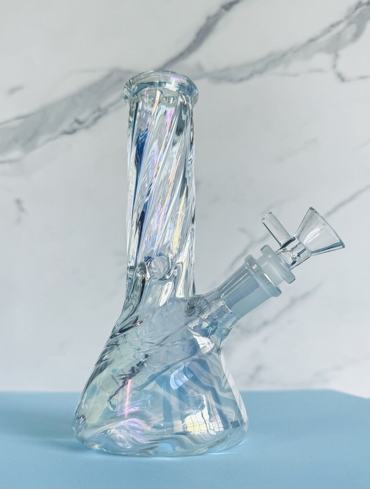 MINI Iridescent Bong Hookah Water Pipe Classic Smoking Accessories Beaker Glass