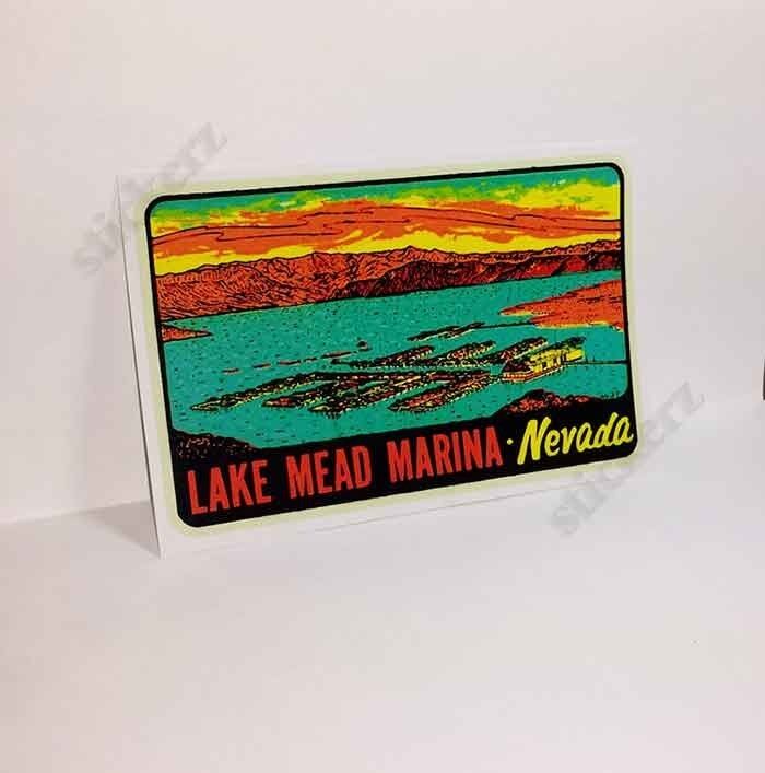 Nevada LAKE MEAD MARINA Vintage Style Travel Decal Vinyl STICKER, Luggage Label.