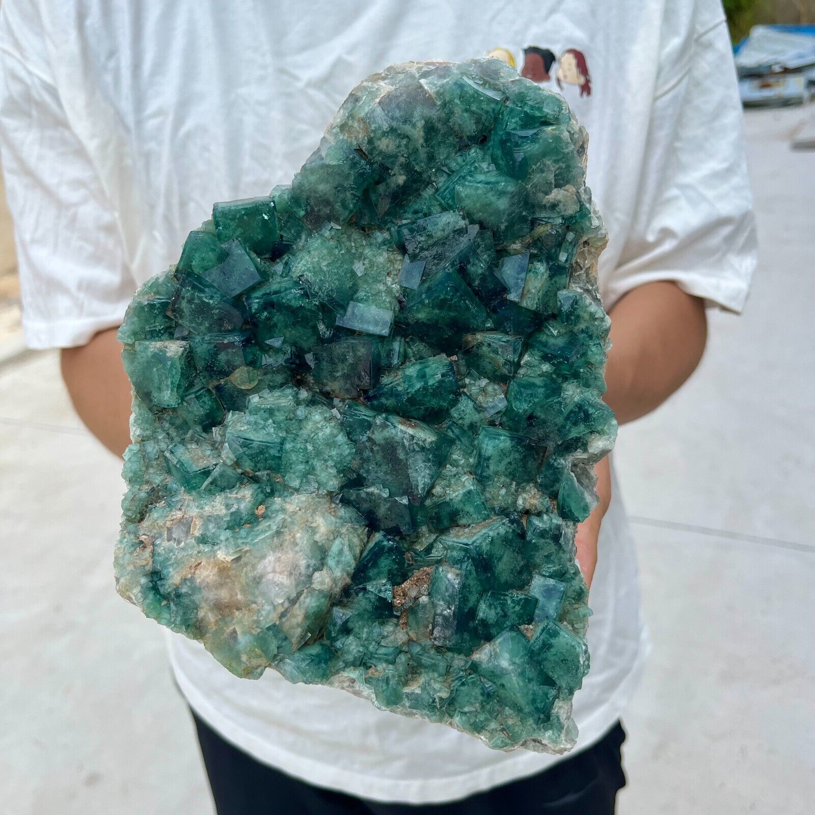 7.9lb Large NATURAL Green Cube FLUORITE Quartz Crystal Cluster Mineral Specimen