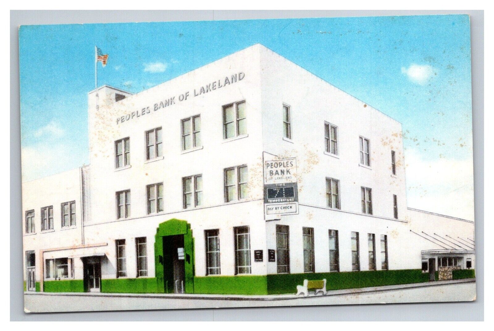 Postcard Lakeland Florida Peoples Bank Building