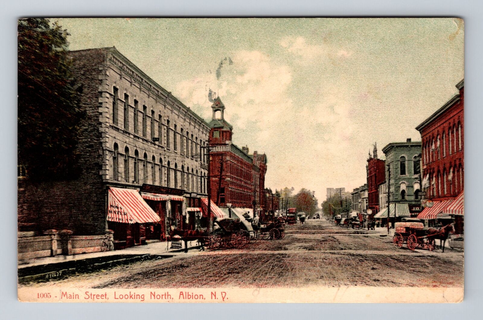 Albion NY-New York, Main Street Looking North, Antique, Vintage c1909 Postcard