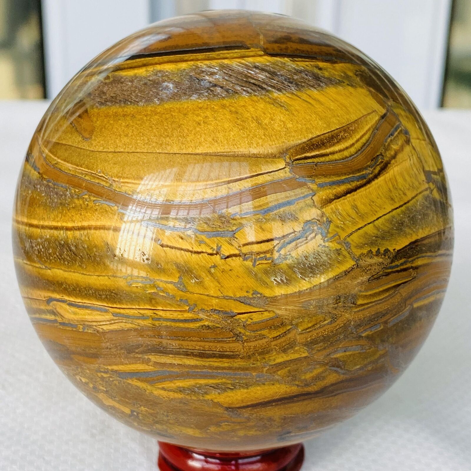 Natural Tiger Eye stone ball quartz crystal ball Reiki healing 1200G