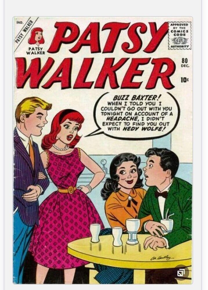 Patsy Walker 80 Saturday Date Night Marvel Comic Book 1958 Vtg Soda Shop Cover