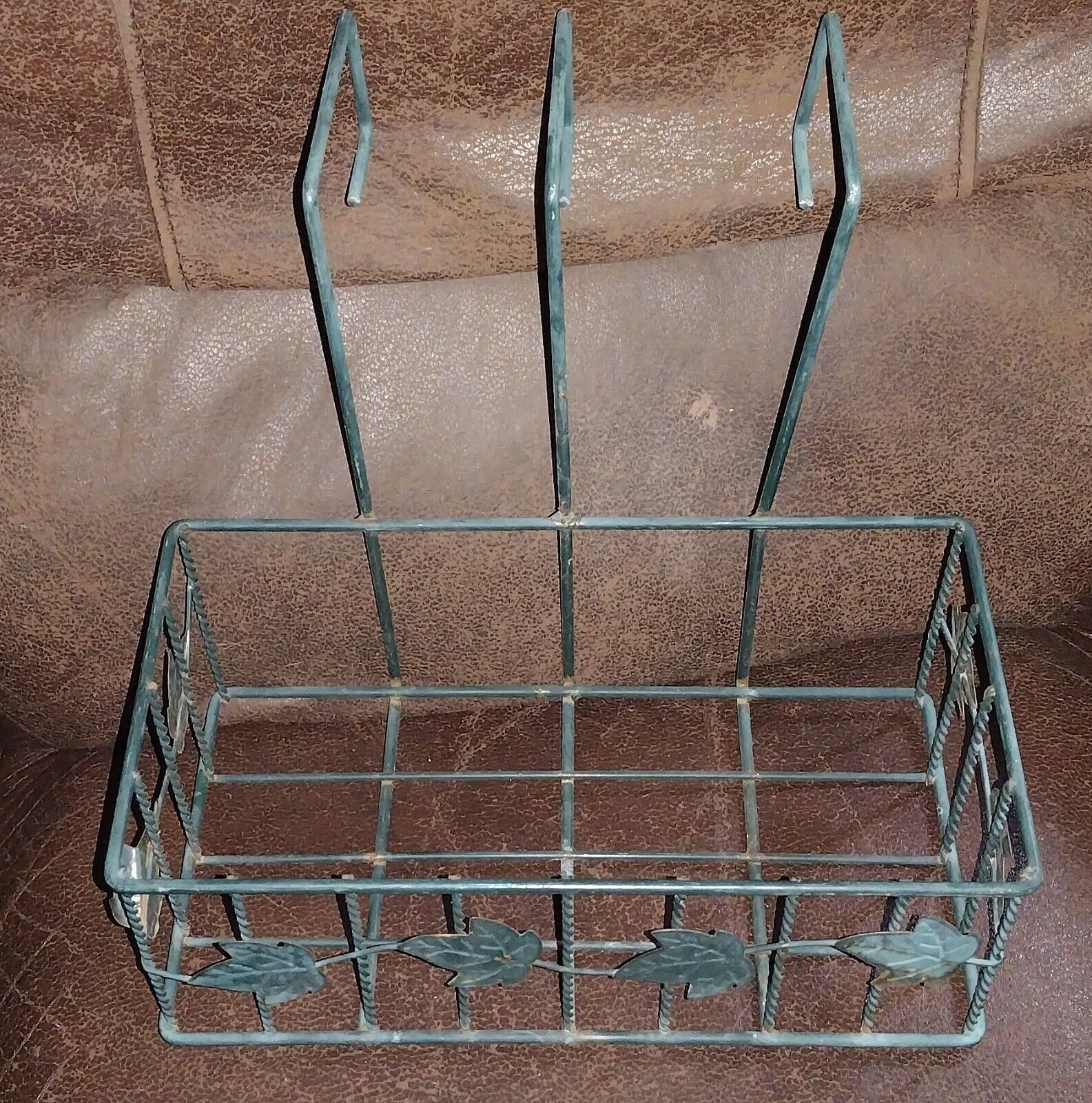 Vintage Metal Basket W/ Hooks To Hang