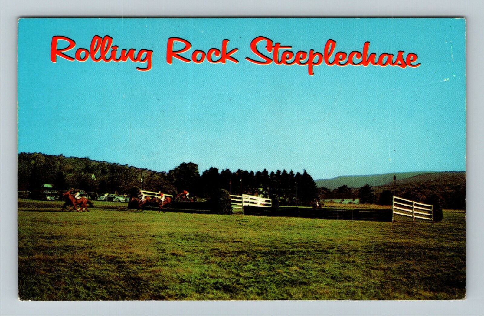 Johnstown PA-Pennsylvania, Rolling Rock Steeplechase, Horses, Vintage Postcard