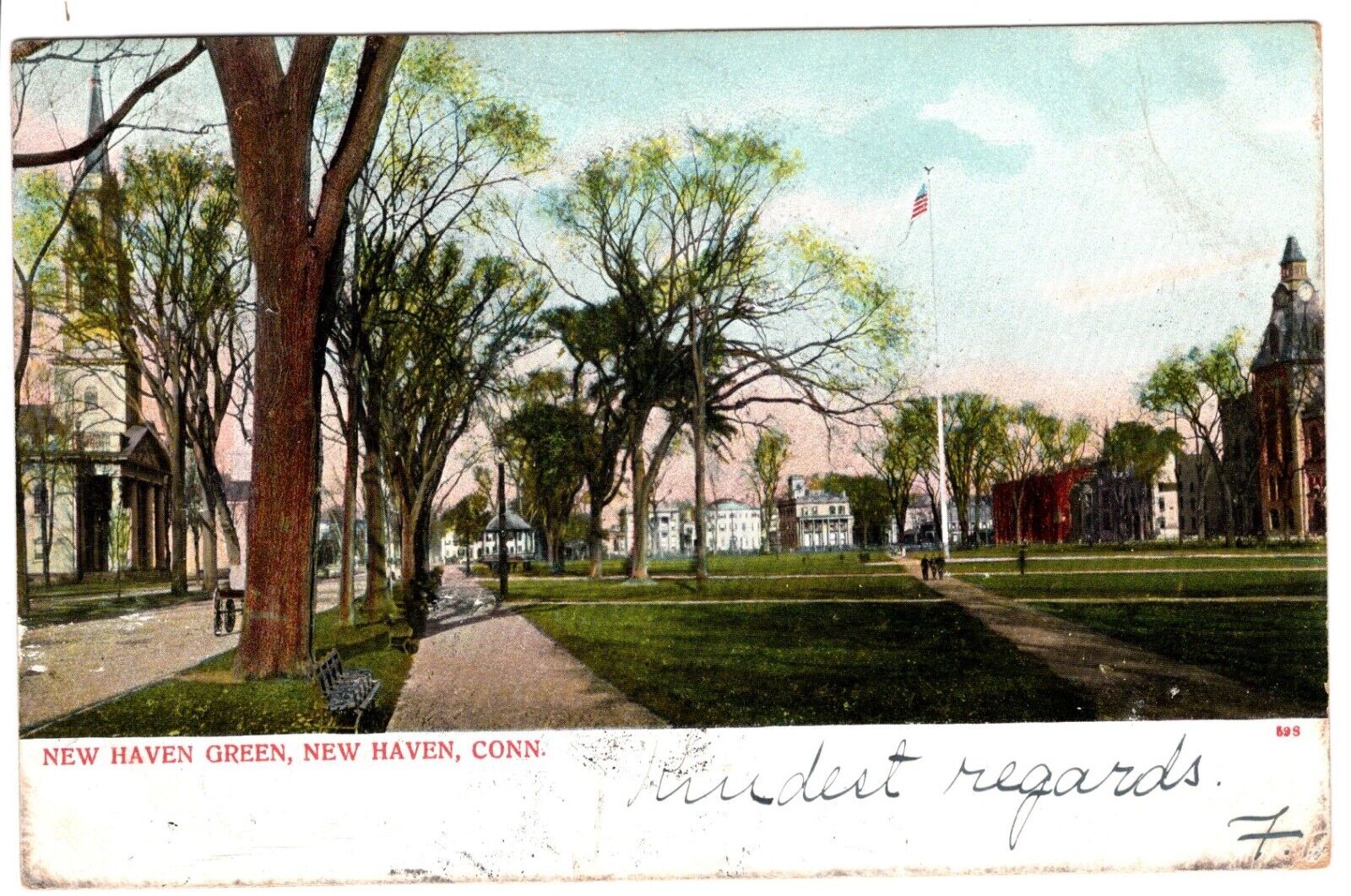New Haven Green, New Haven, CONN. POST CARD.  Posted 1903