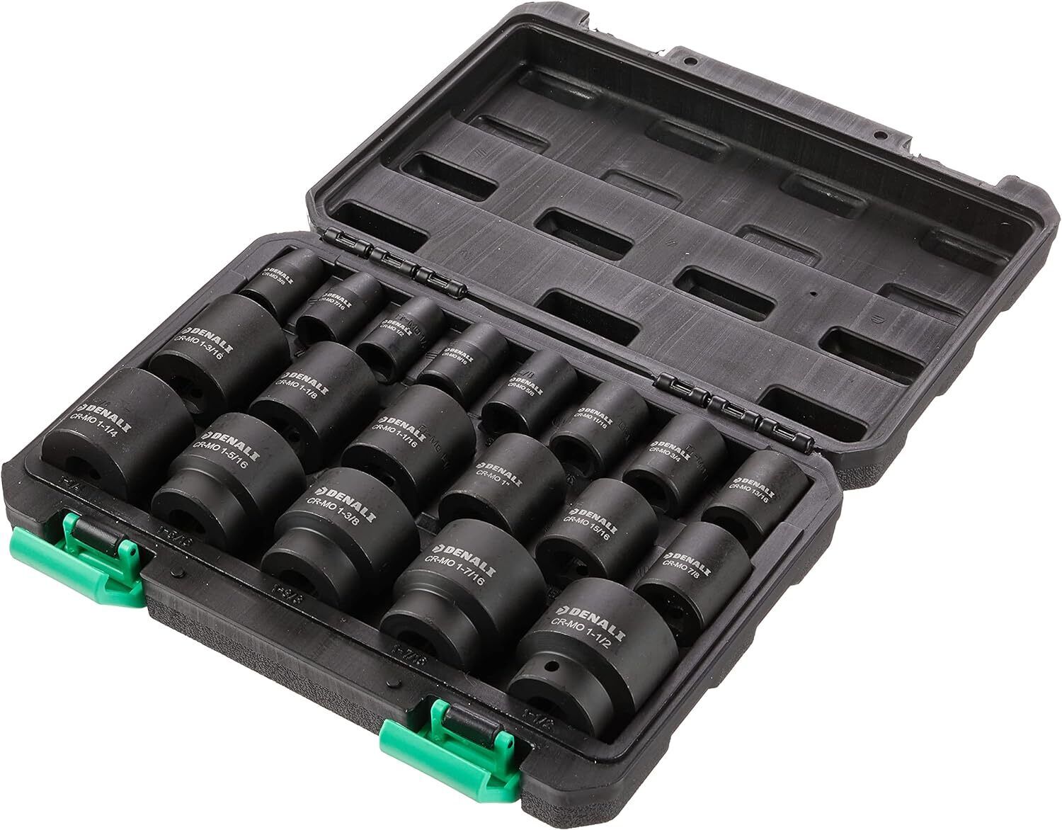 19-Piece 1/2-Inch Drive 6 Point Shallow Impact Socket Set SAE Size With Carrying