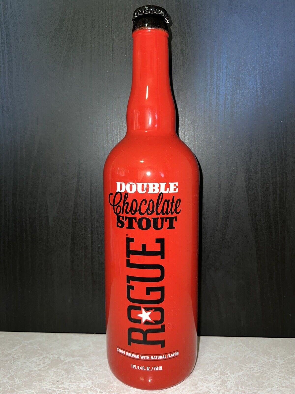 ROGUE Double Chocolate Stout EMPTY Beer Glass BTL w/Cap 750ml