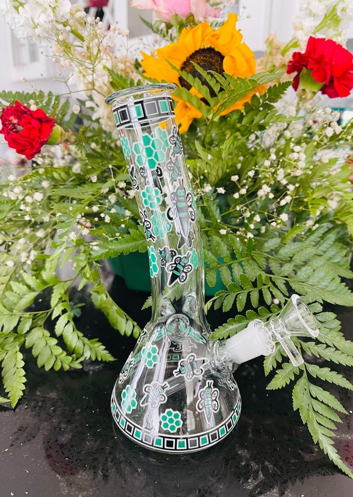 Premium  Green Glass Bong 8