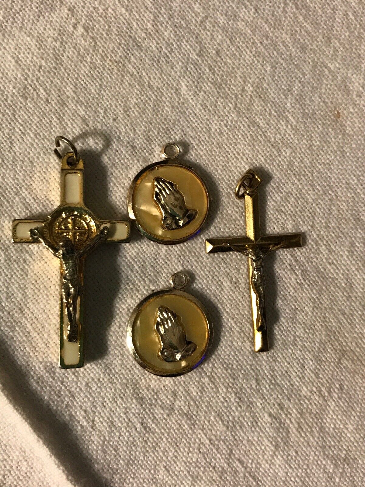 4 Vintage Gold Tone Crucifix Cross Praying Catholic Pendants Di Roma Designs