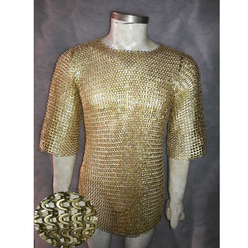 Brass Chainmail Shirt 9 mm Flat riveted With Warsar Medium Size