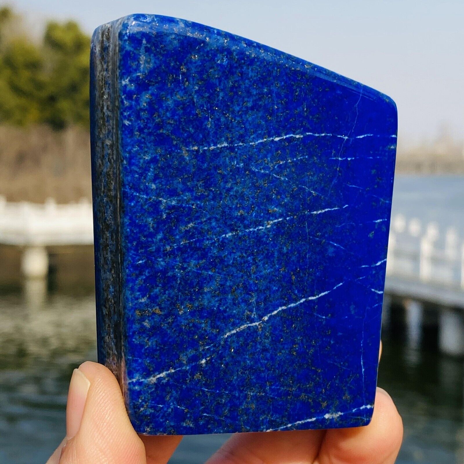 308g Top Natural Lapis Lazuli Quartz Crystal polished reiki Healing Stone