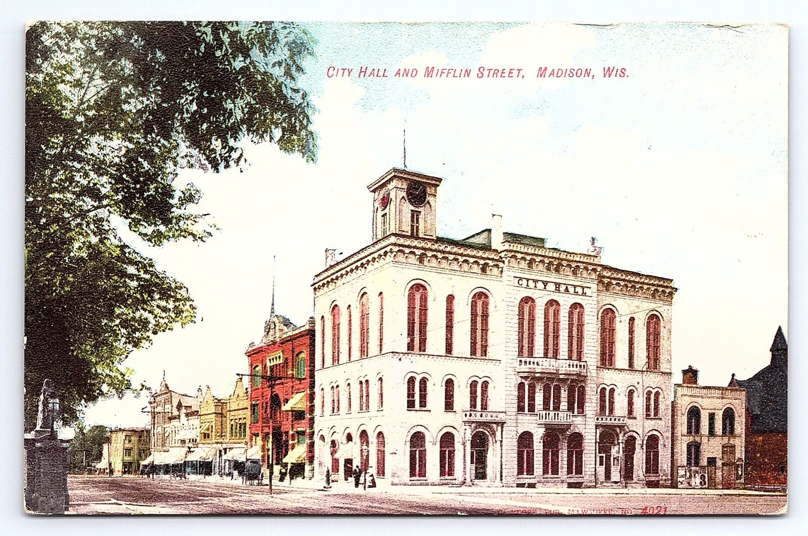 Postcard City Hall & Mifflin Street Madison Wisconsin