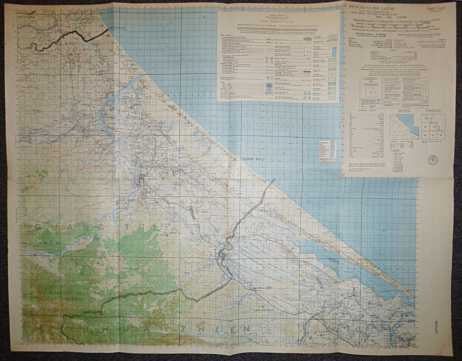 Rare Special Use Map - Quang Tri - Cam Lo - Hwy 9 - DMZ - LZ Sally - Vietnam War